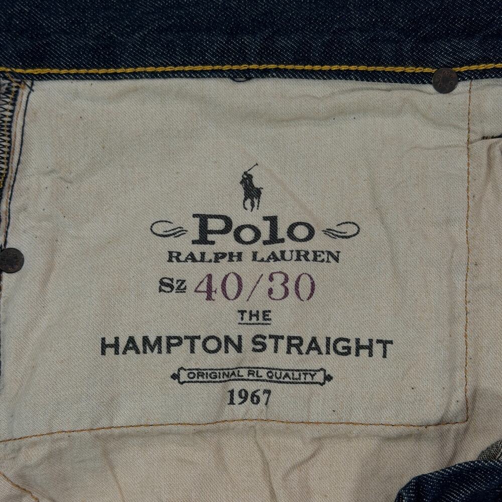 Polo Ralph Lauren Hampton Straight Jeans Mens 40x30 (Fit 42) Dark Wash Rope Dyed - Picture 8 of 16